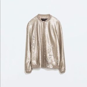 gold sequin jacket zara
